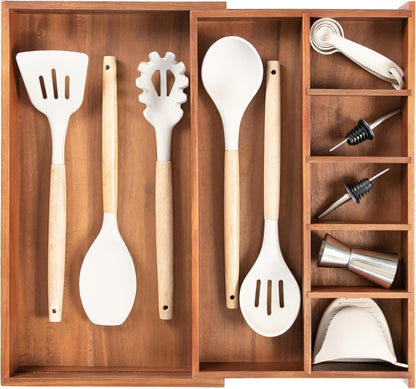 Adjustable Kitchen Drawer Organizer for Utensils and Junk, Food-Safe Contract Grade with 100%
