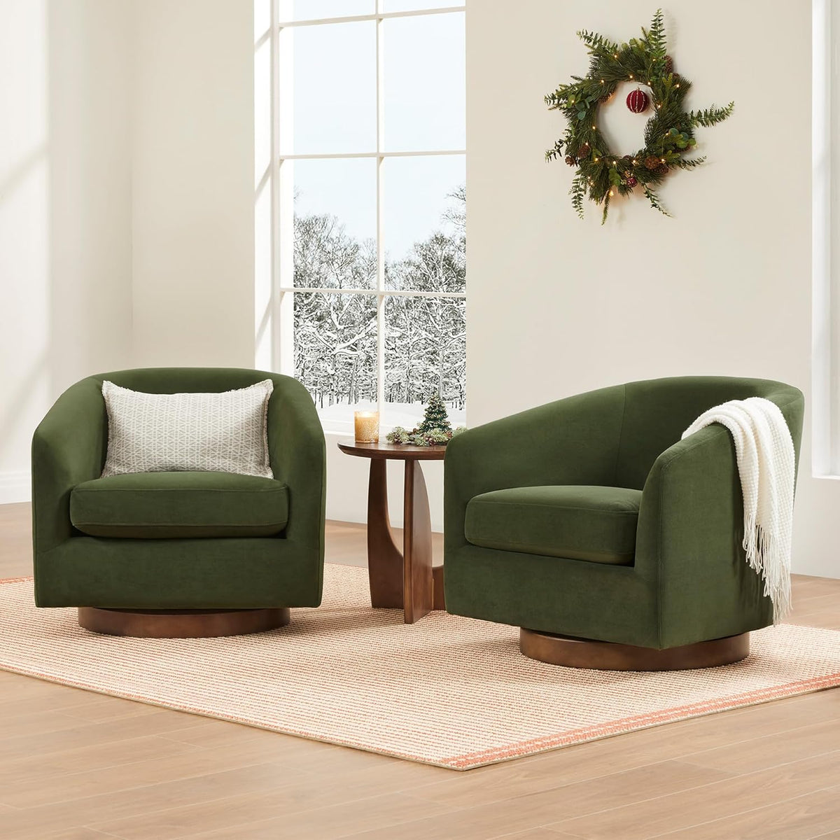 CHITA Swivel Accent Chair, FSC Certified Upholstered Velvet Barrel Chair for Living Room, Fully