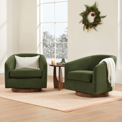 CHITA Swivel Accent Chair, FSC Certified Upholstered Velvet Barrel Chair for Living Room, Fully