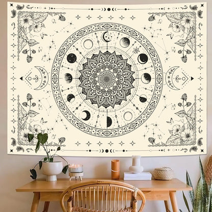 Lunerfex Mandala Moon Tapestry Boho Tapestry for Bedroom Black and White Tapestries Wall Hanging