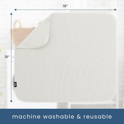 S&T INC. Dish Drying Mat, 16” x 18”, Absorbent Microfiber Kitchen Counter Mat, Dish Drying Pad for