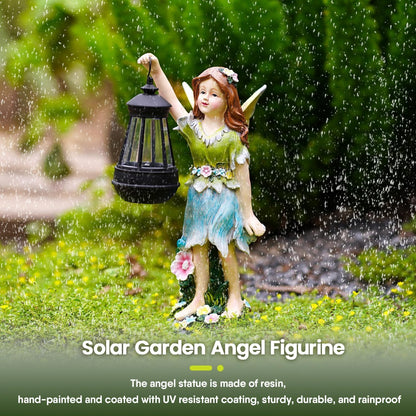 Fairy Garden Statue Solar Garden Fairy with Lantern Light Outdoor Decoration Waterproof Solar