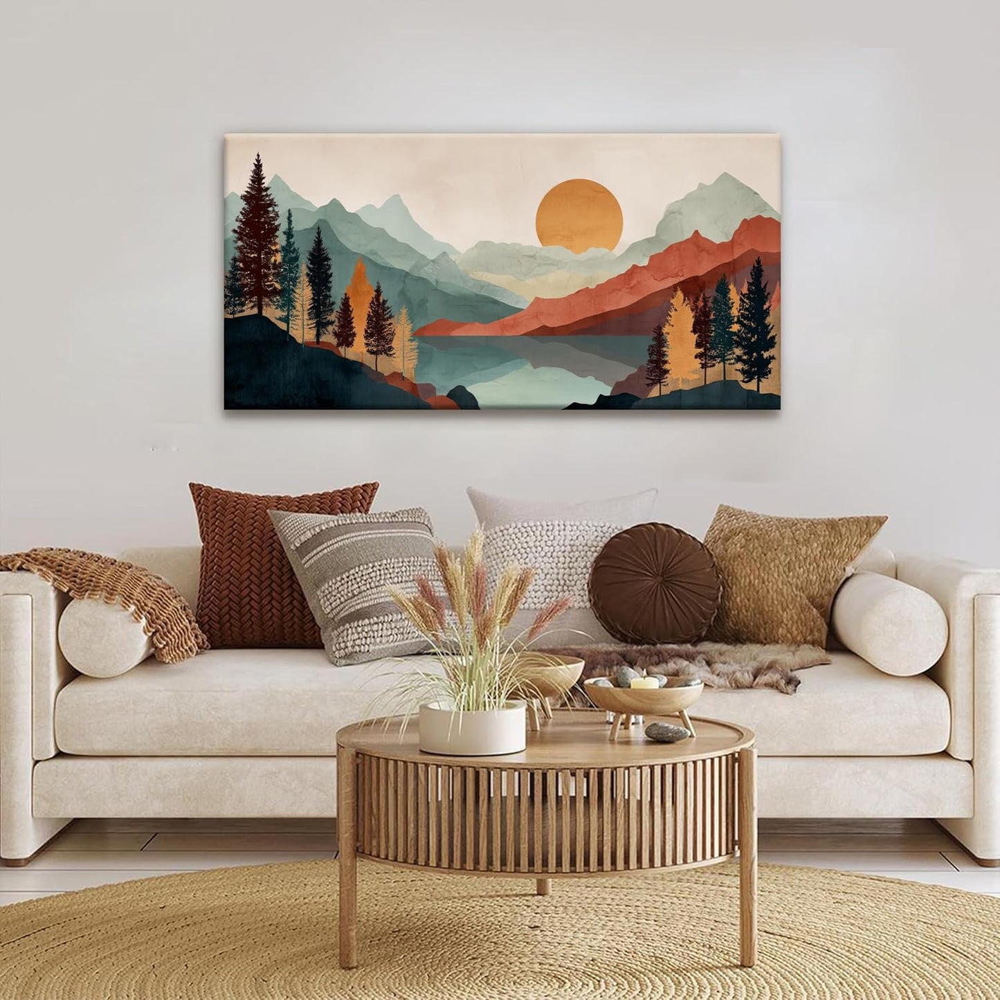 Tsomzxng Mountain Boho Wall Art For Bedroom Artwork Abstract Mountain Forest Landscapes Colorful