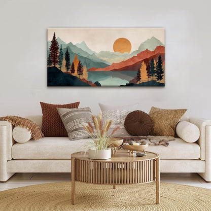 Tsomzxng Mountain Boho Wall Art For Bedroom Artwork Abstract Mountain Forest Landscapes Colorful