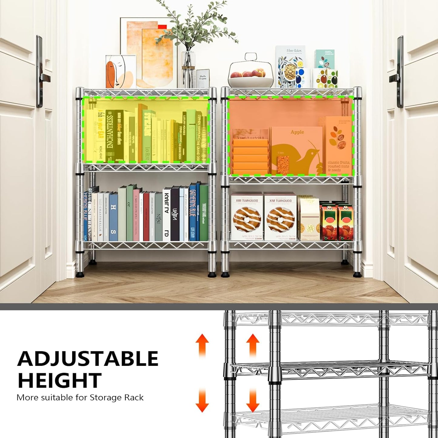 750 lbs 3 Tier Shelf Metal Storage Shelves Wire Rack Closet Organizers with PP Board for Garage