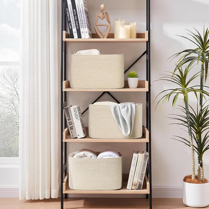3-Pack Shelf Baskets for Organizing, Woven Storage Basket for Shelves, Cotton Rope Storage Bins for