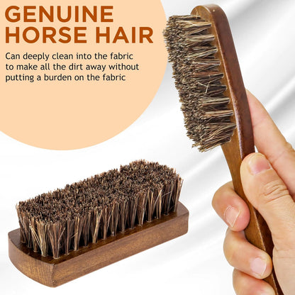 Horsehair Laundry Stain Brushes Set 2pcs by TAKAVU, Natural Soft Bristle for Scrubbing Out Tough