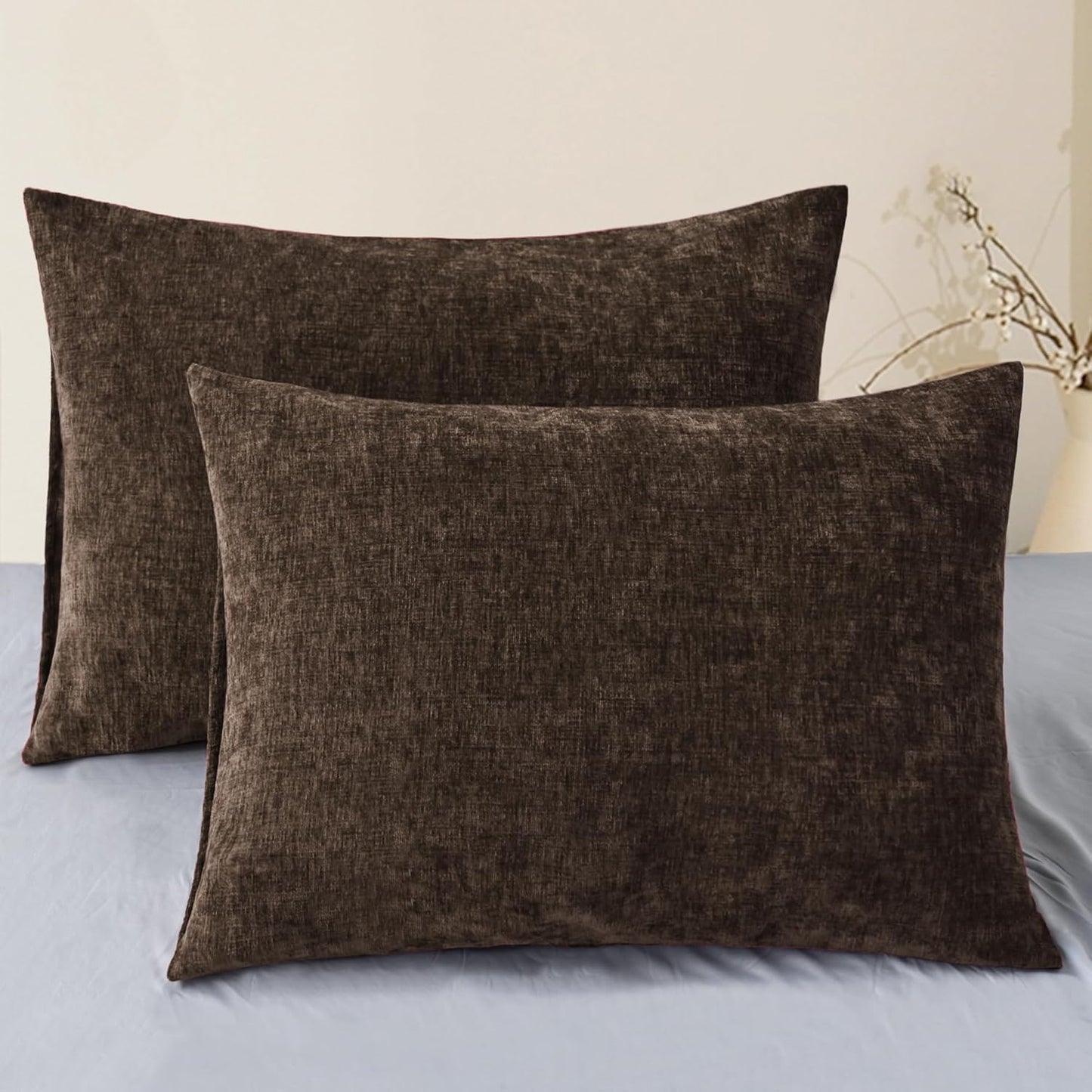 CaliTime Throw Pillow Covers Decorative 20 X 26 Inches Pack of 2 Cozy Chenille Standard Pillow