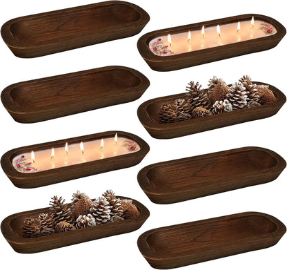 Royxen 8 Pack Dough Bowl for Candle, Wooden Dough Bowls Paulownia, Rustic Bowl Vintage, Bowls for