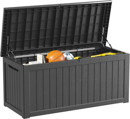 270 Gallon Outdoor Storage Box Waterproof Lockable Resin Deck Box Large, Patio Storage Bin for Pool