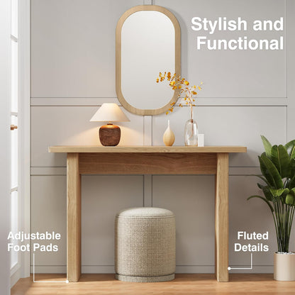 AVZEAR 43.3" Mid Century Narrow Entryway Console Table, Modern Fluted Wood Couch Table Behind Sofa