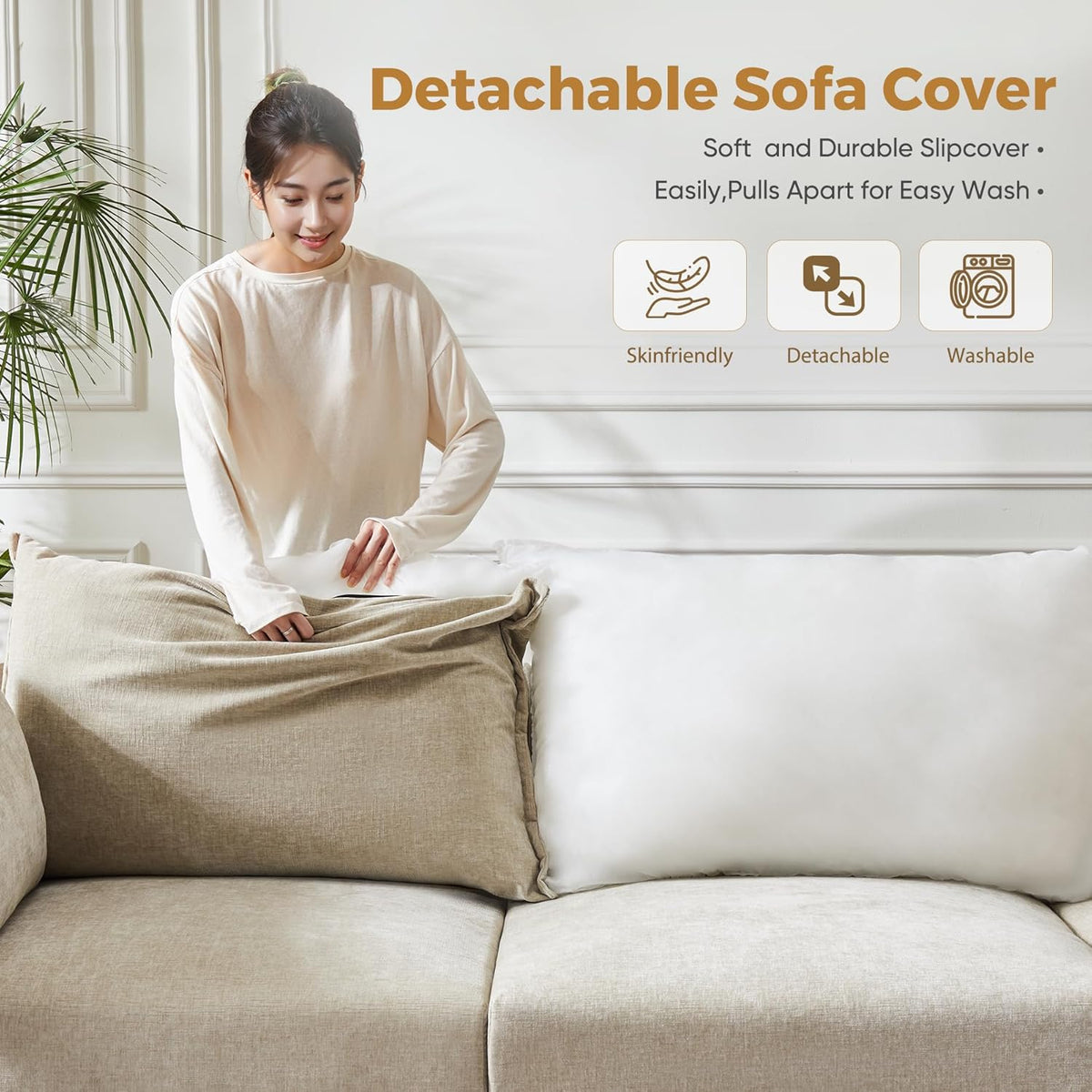 198.6" Oversized Modular Sectional Sofa, U Shaped Convertible Couch with Movable Ottoman, Large 10