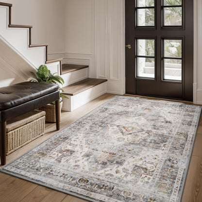 AMOAMI-3X5 Area Rug-Soft Washable Vintage Throw Accent Rugs for Living Room, Entryway, Bedroom