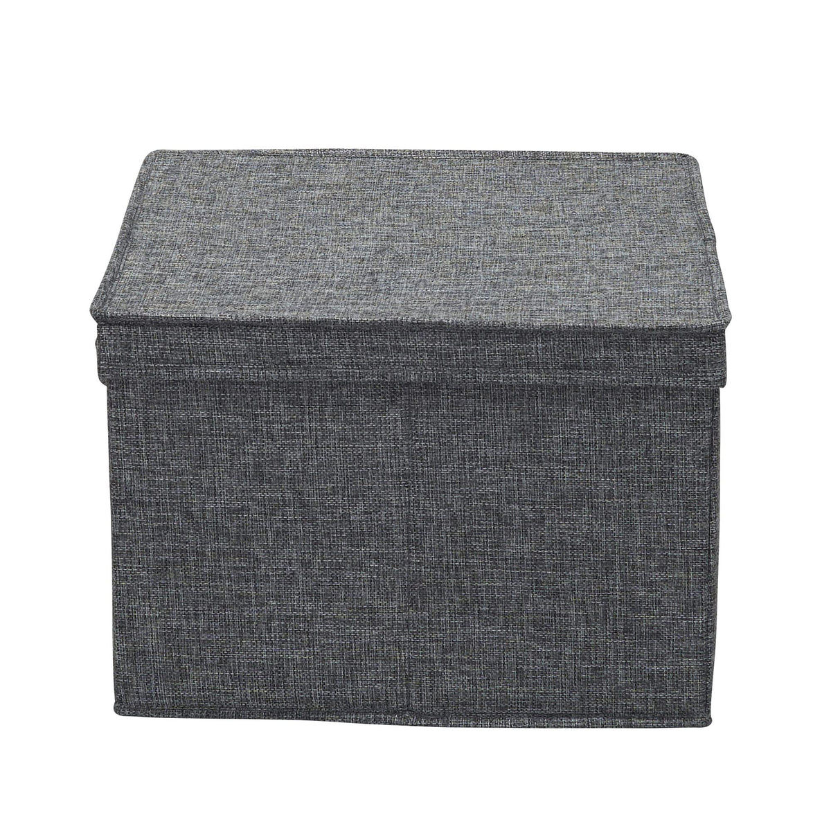 Household Essentials Square Fabric Storage Bins with Lids, Graphite, Set of 2