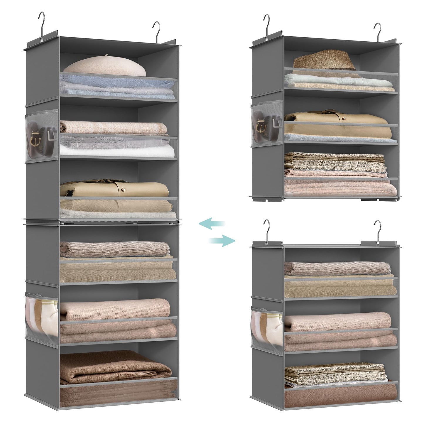 SONGMICS Widended Hanging Closet Organizer and Storage, 6-Tier, Separable