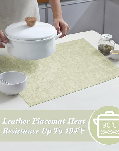 SUEH DESIGN Leather Placemats Set of 6 Reversible Table Mats Heat Resistant Waterproof No-Slip