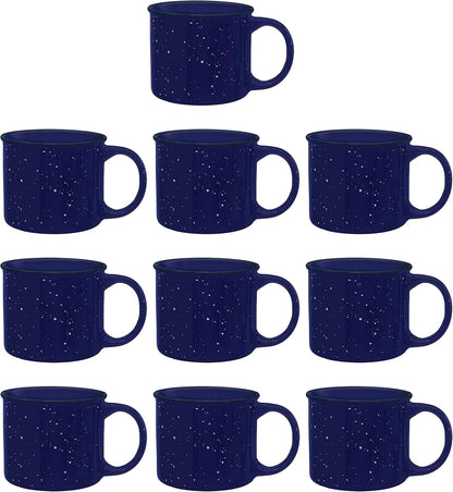 DISCOUNT PROMOS Ceramic Campfire Coffee Mugs 13 oz. Set of 10, Bulk Pack - Perfect for Tea