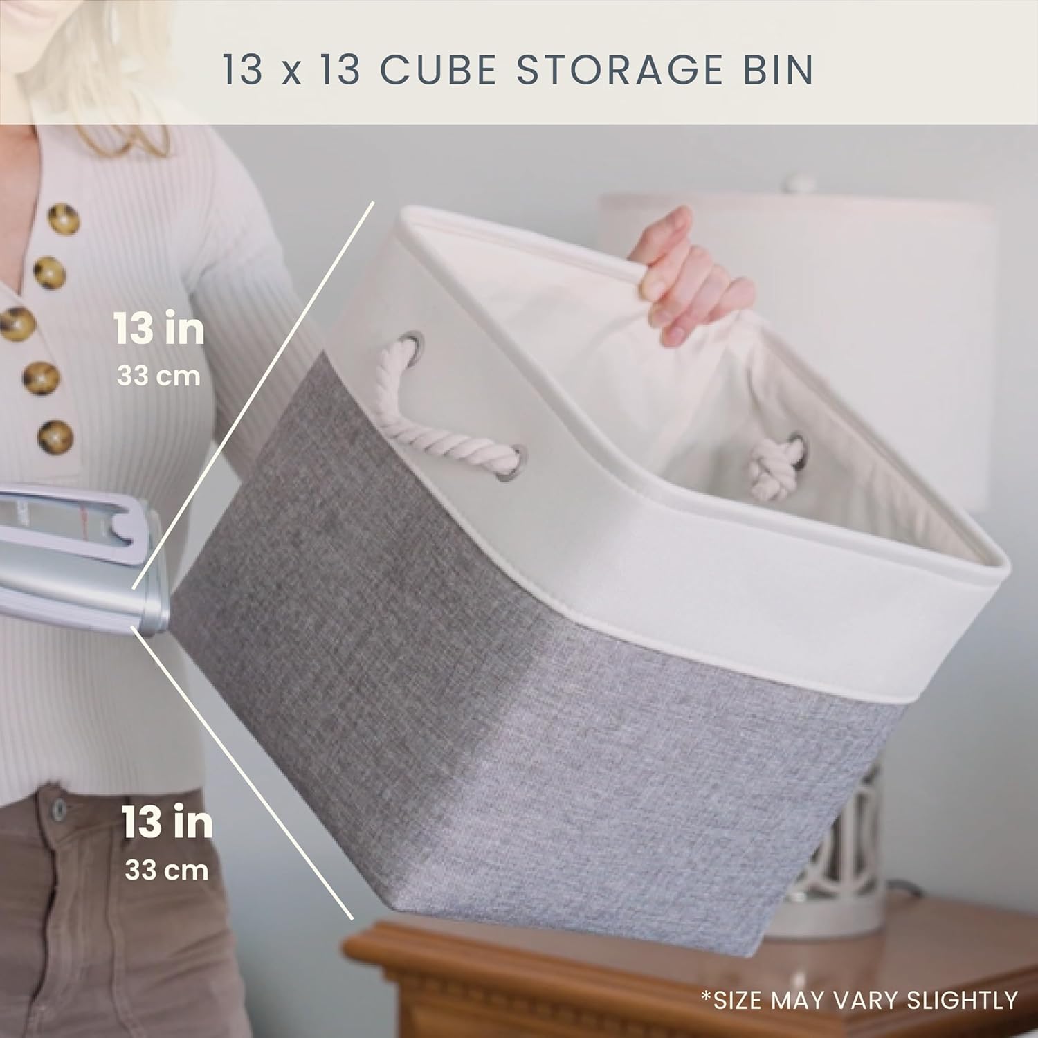 OrganiHaus 13x13 Cube Storage Bins 4 Pack, Foldable Cube Storage Organizer w/ Rope Handles