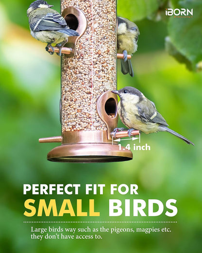 iBorn Metal Bird Feeders Brushed Copper Wild Bird Feeder for Outdoors Hanging All Metal Brushed