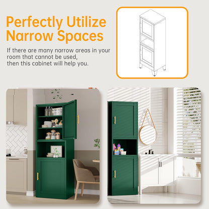 Tall Narrow Storage Cabinet 66.93" H Tall Bathroom Cabinet Metal Pantry Cabinets, 4 Adjustable