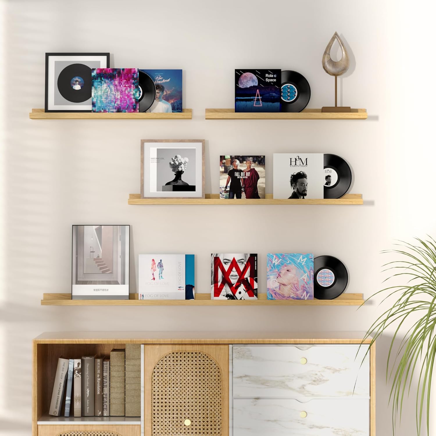 Fun Memories Picture Ledge Shelf, 36 Inch Floating Shelves Set of 2, Nursery Book Shelves for Toys