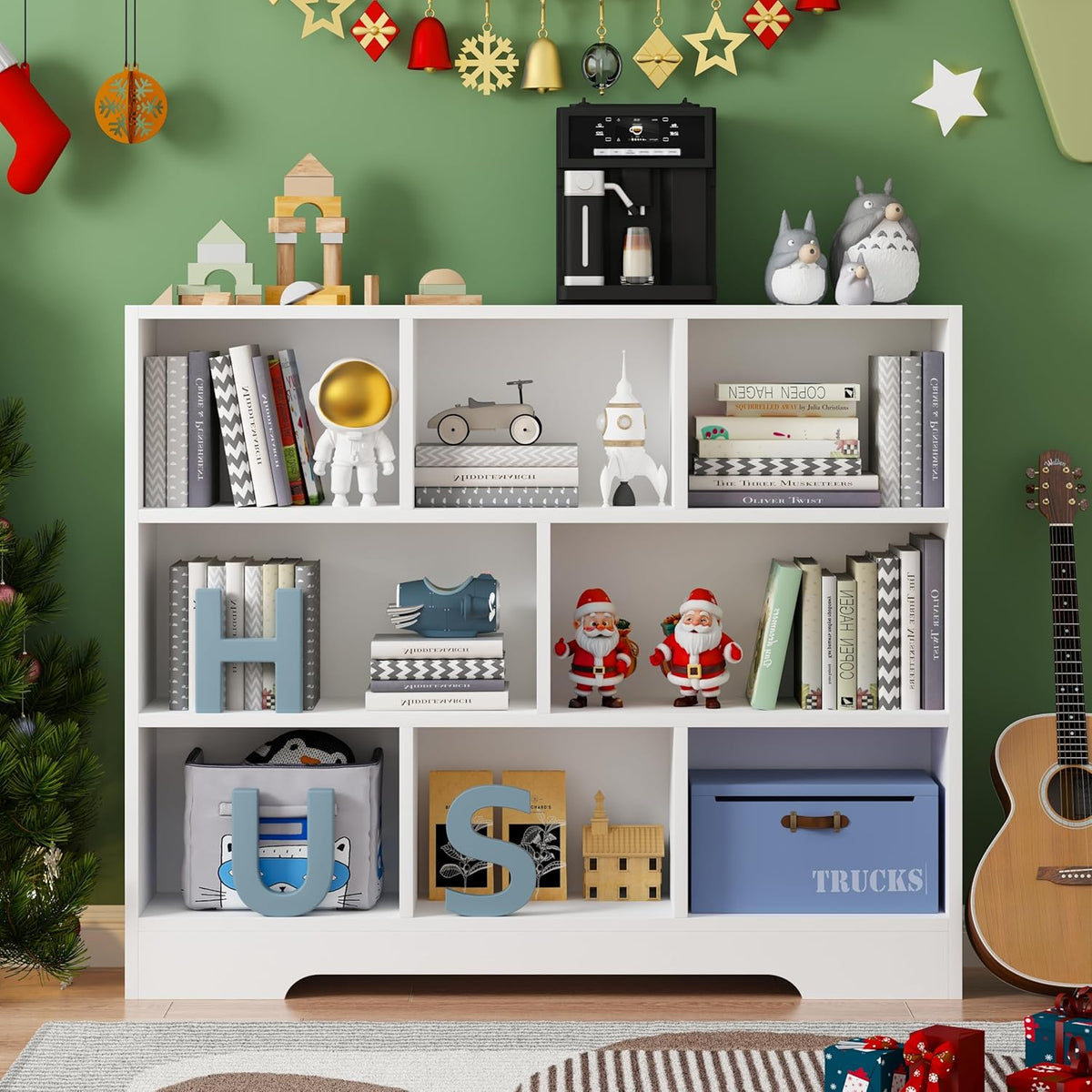 Book Shelf, 8 Cubes Storage Organizer, 3-Tier Open Shelf Wooden Bookcase, Freestanding White