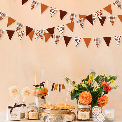 pinkblume Fall Party Decorations Maple Leaf Pennant Banner Triangle Hanging Flag Bunting for Autumn