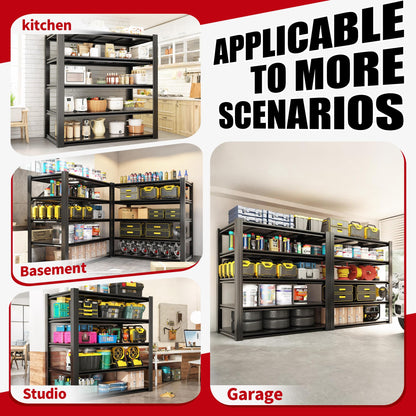 FOSTOKO Storage Shelves, 5-Tier Garage Shelving, Adjustable Heavy Duty Shelving Units, Metal