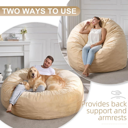 Hobestluk 6FT Bean Bag Chair Bean Bag Chairs for Adults Giant Bean Chairs with Velvet Cover, Memory