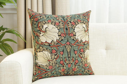 Charlotte Home Furnishings Pimpernel Red Green Floral Throw Pillow Cover 18” x 18” – Double-Sided