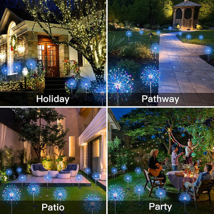 suddus Solar Garden Lights Outdoor Waterproof Decorative, 2Pack 150LED Firework Lights 8 Modes