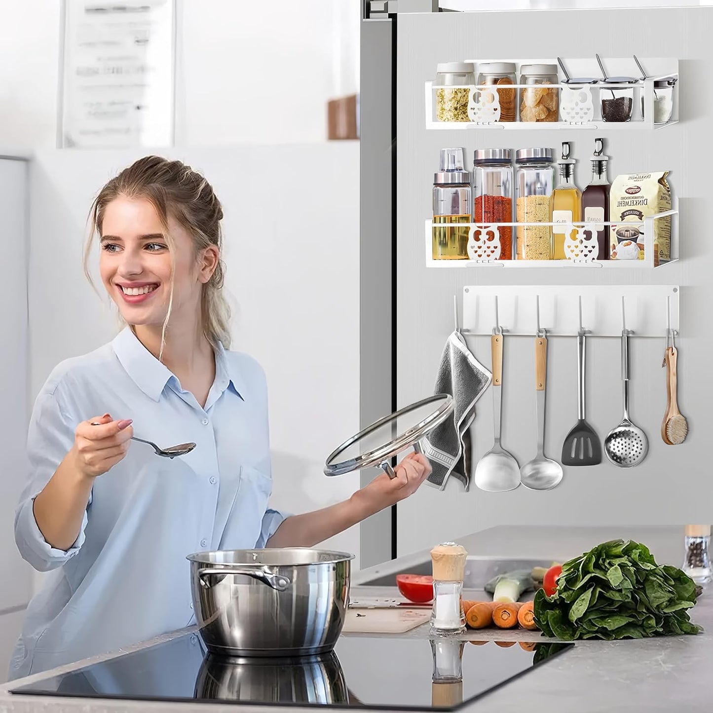 Magnetic Spice Rack,Magnetic Shelf for Fridge,Spice Organizer,Fridge Organizer,Kitchen Storage