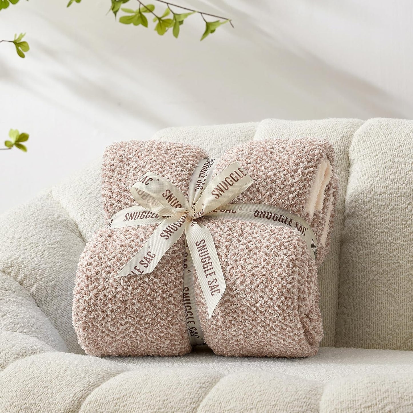 Snuggle Sac Queen Size Bedding Blanket Taupe,Super Soft Warm Microfiber Blankets Cozy Knit Fuzzy