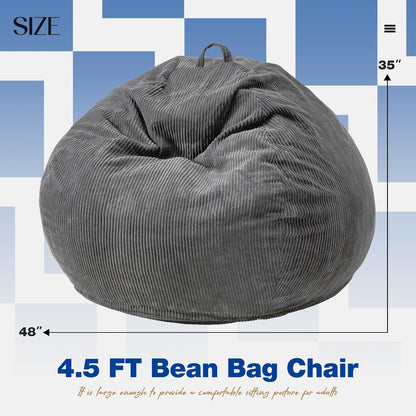 Hobestluk 4.5FT Bean Bag Chair Giant Bean Bag Chair with Filler Included Adult Bean Bag Chairs with