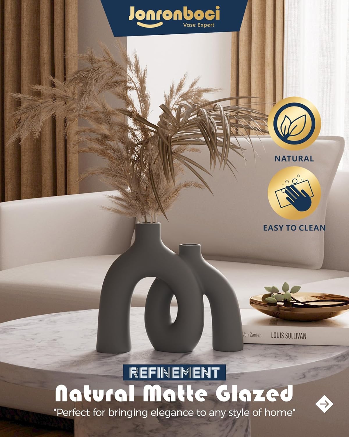 Hug Donut Decorative Vase Set - Dark Gray Modern Minimalism Industrial Style Vases Home Decor
