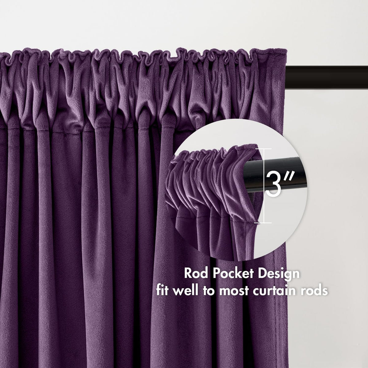 MIULEE Purple Velvet Curtains Thermal Insulated Blackout Curtain Drapes for Bedroom Living Room
