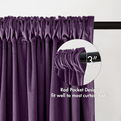MIULEE Purple Velvet Curtains Thermal Insulated Blackout Curtain Drapes for Bedroom Living Room