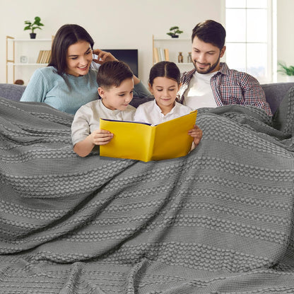 PHF 100% Cotton Waffle Blanket Oversized King 120"x120", Lightweight Breathable Extra Large 10'x10'