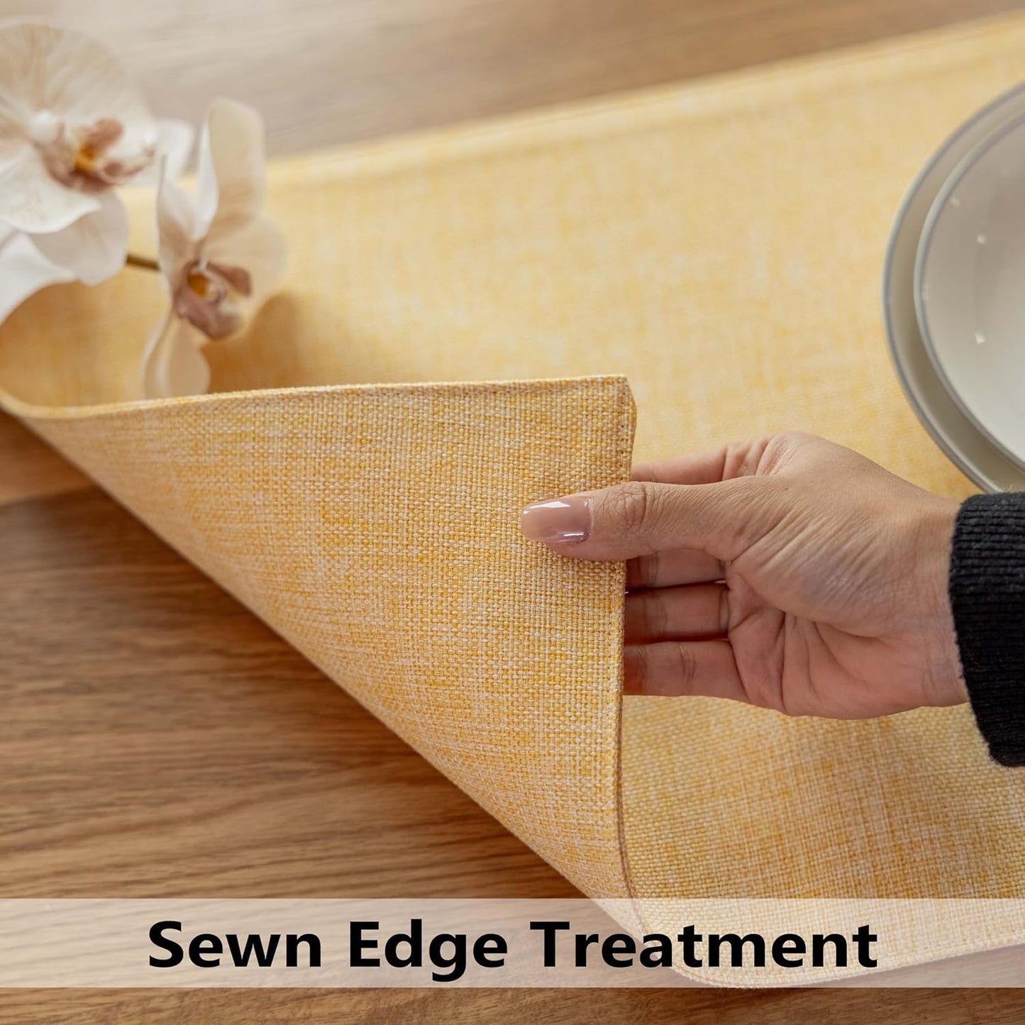 Demetex Yellow Placemats Set of 4 Farmhouse Table Place Mats for Dinner Heat Resistant Cloth