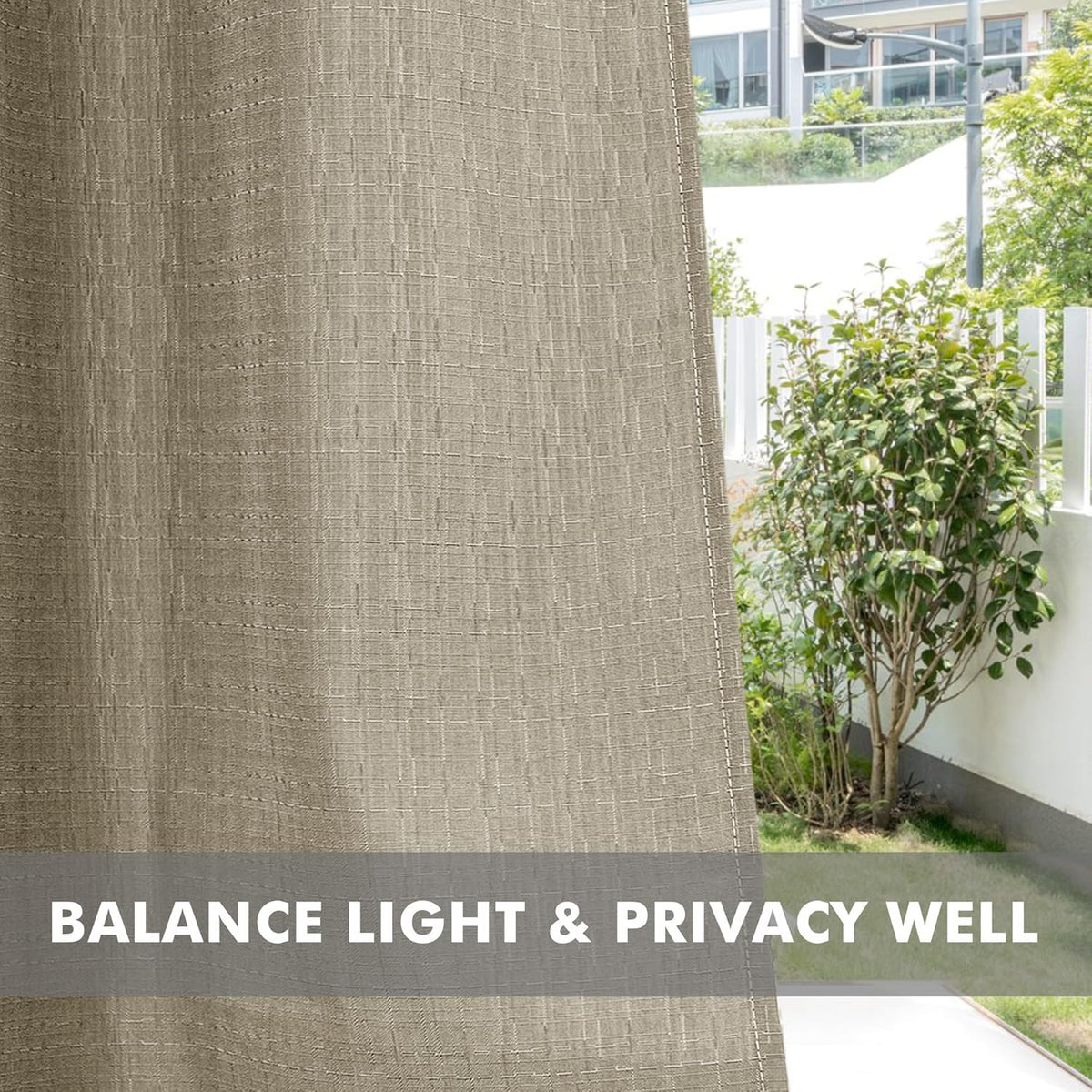 HolidayIdeas 6 Panels Linen Outdoor Curtains for Patio Waterproof Taupe Outside Curtains 54x84