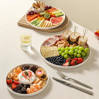 3 Packs Serving Platters, Large Serving Tray, Round Platters for Serving Food, Food Tray for Veggie