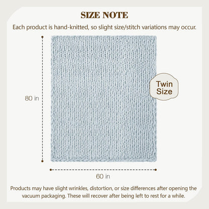 Carriediosa Chunky Knit Throw Blanket 60" X 80" Twin, 100% Hand Made Large Chenille Loop Yarn Soft