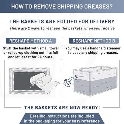 NaturalCozy 11.8"x8"x4.5” Rectangle Storage Baskets for Shelves 3 Pack | Cotton Rope Woven Small
