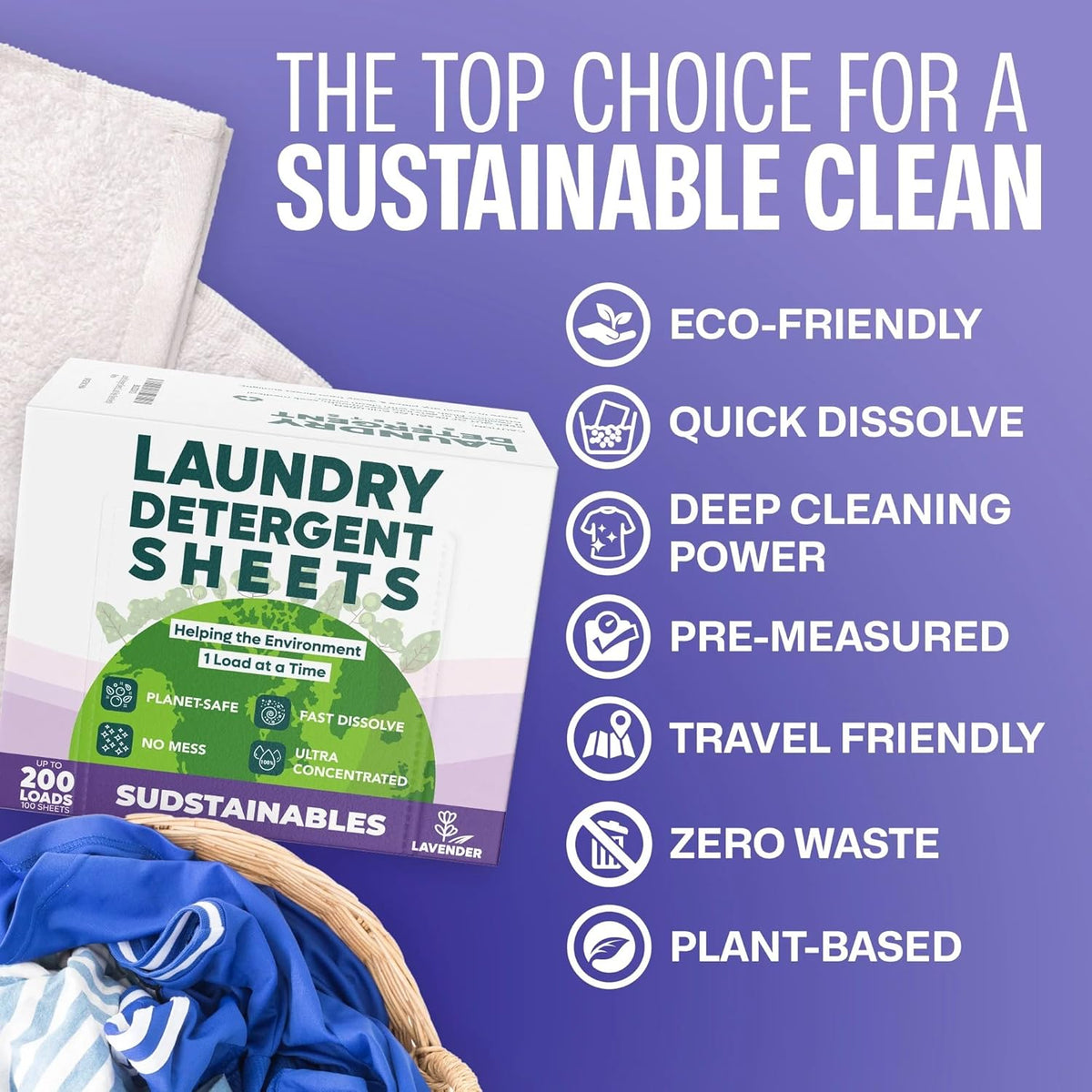 Sudstainables Laundry Detergent Sheets (200 Loads) – Eco-Friendly, Plastic-Free, Zero Waste