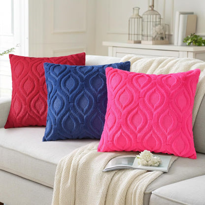 decorUhome Fall Throw Pillow Covers 18x18 Inch Set of 2, Soft Plush Decorative Faux Fur Dark Blue