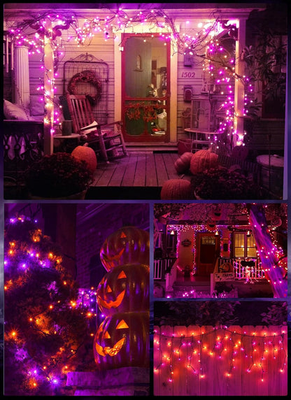 Minetom Halloween String Lights Orange & Purple 100 Count 25 Feet Incandescent Bulb Mini Lights for