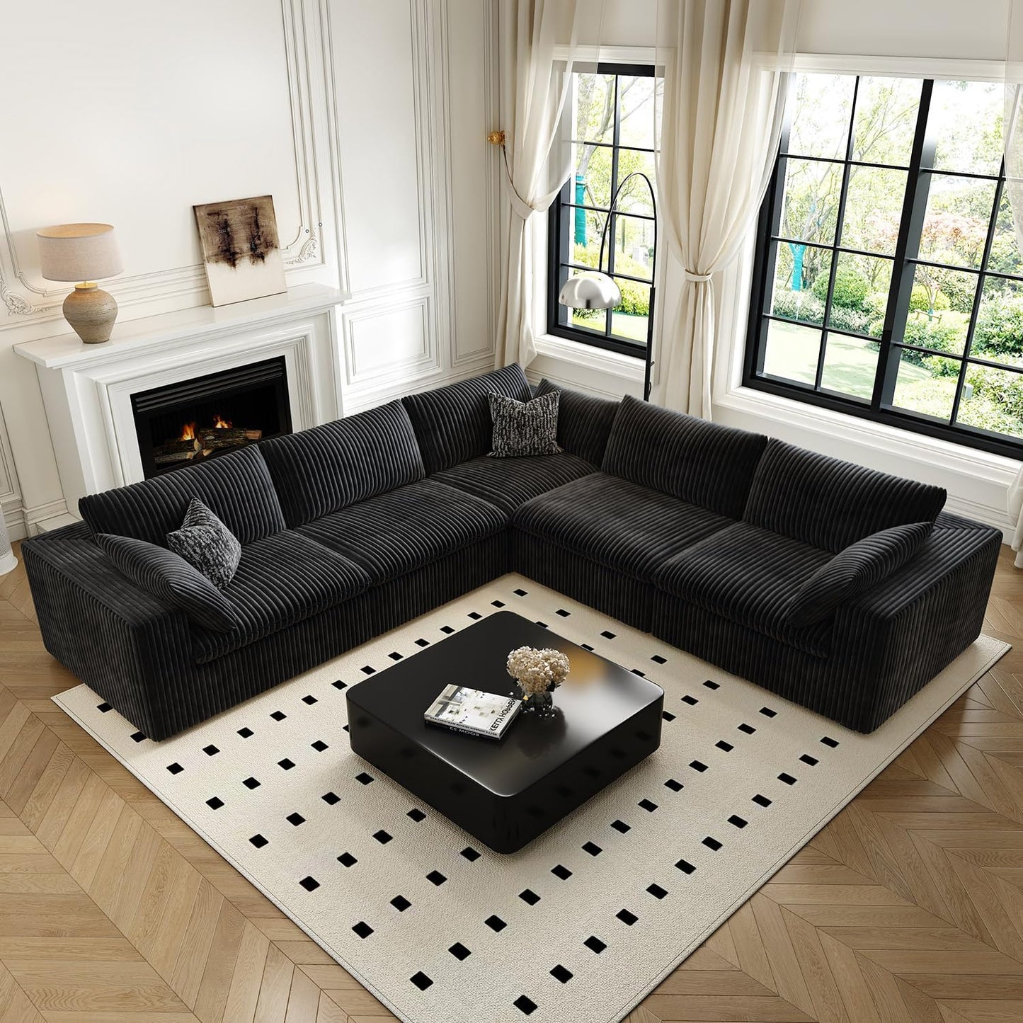 118" Cloud Couch Oversized Modular Sectional Sofa for Living Room,Modern Sofa with Deep Seat，V