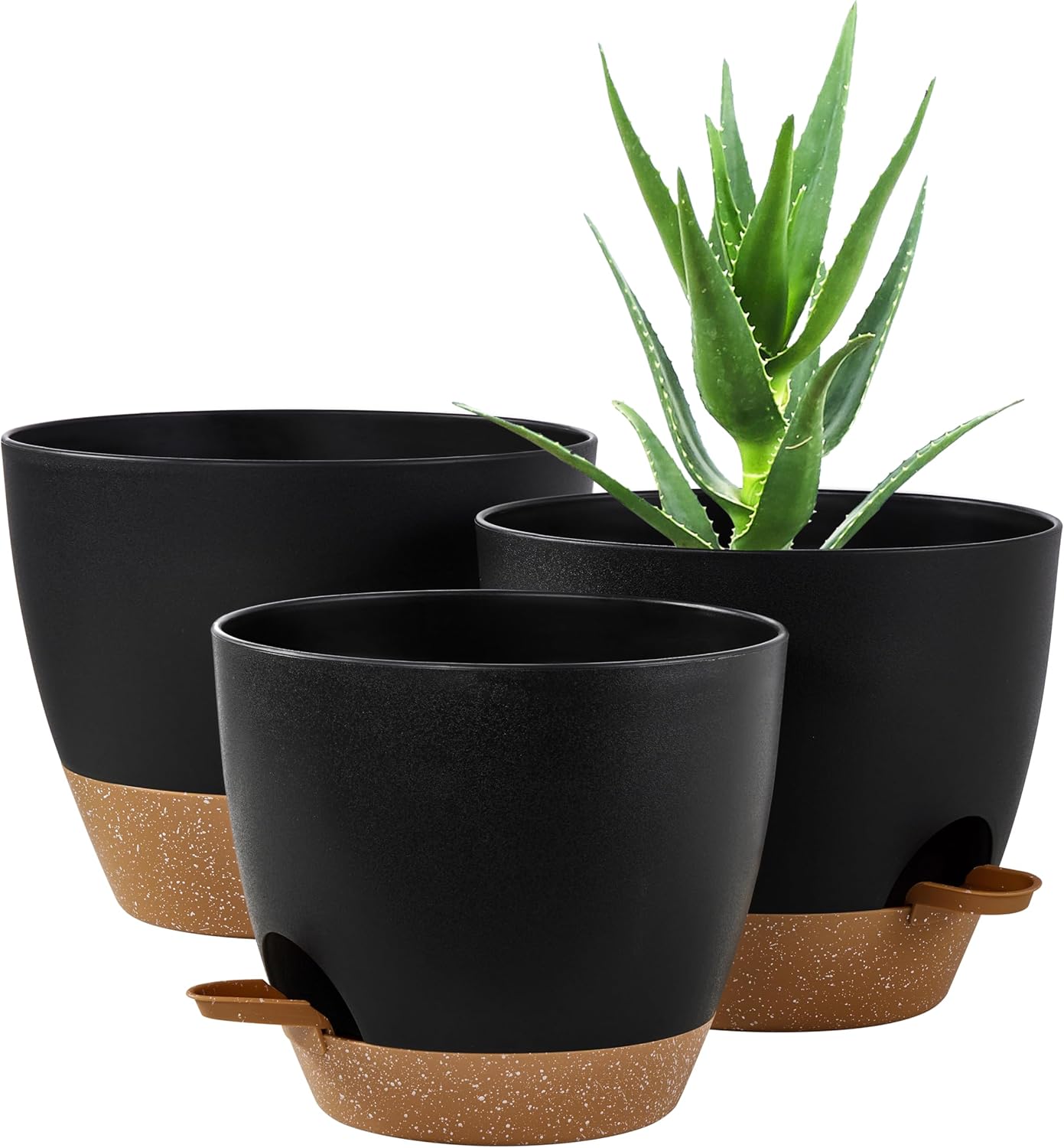 FaithLand 3-Pack Planter Pots, 10 9 8 Inch Self Watering Flower Pots for Indoor Outdoor Garden