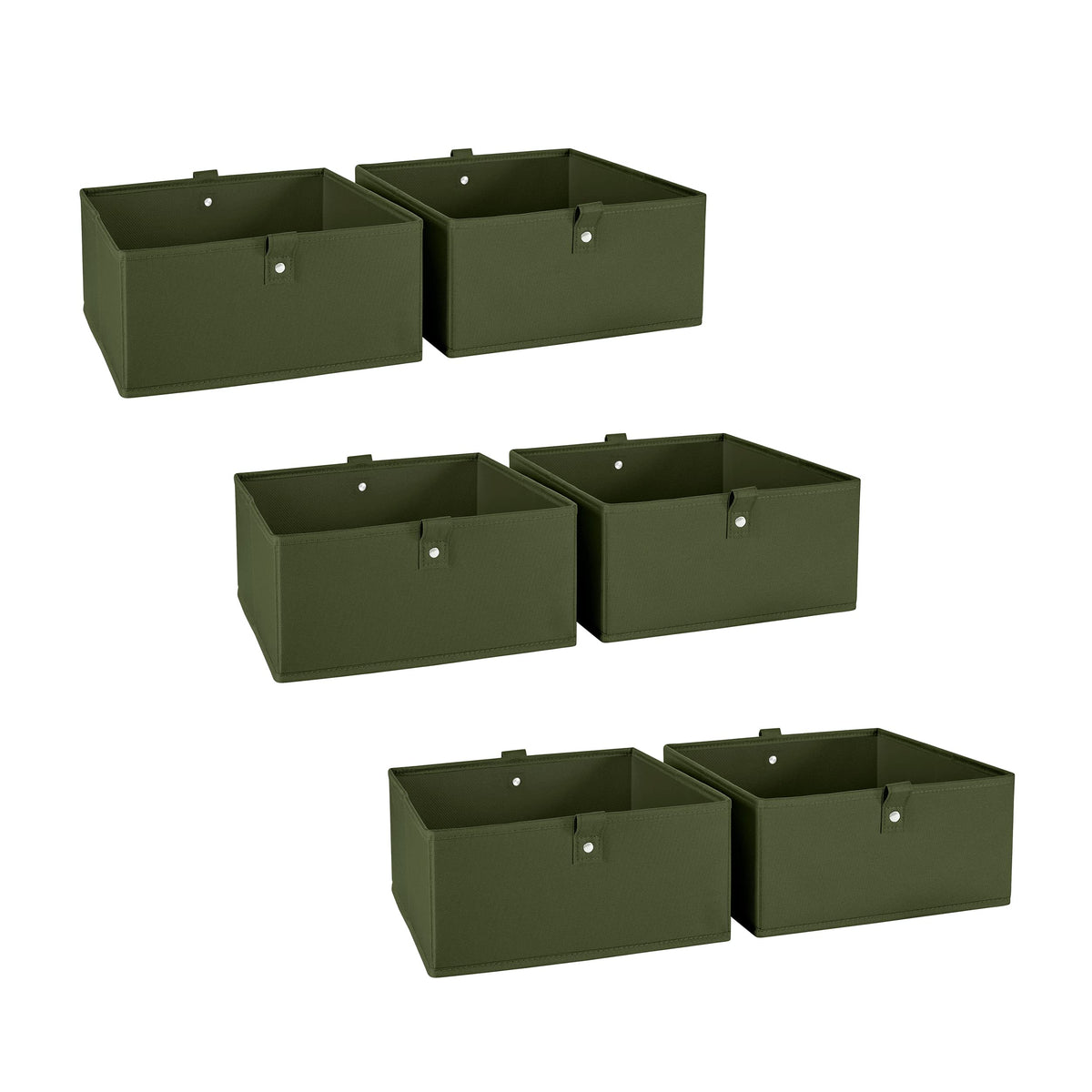 RiverRidge Folding Storage Bins - 6-Pack of 5in Tall Olive Cubes
