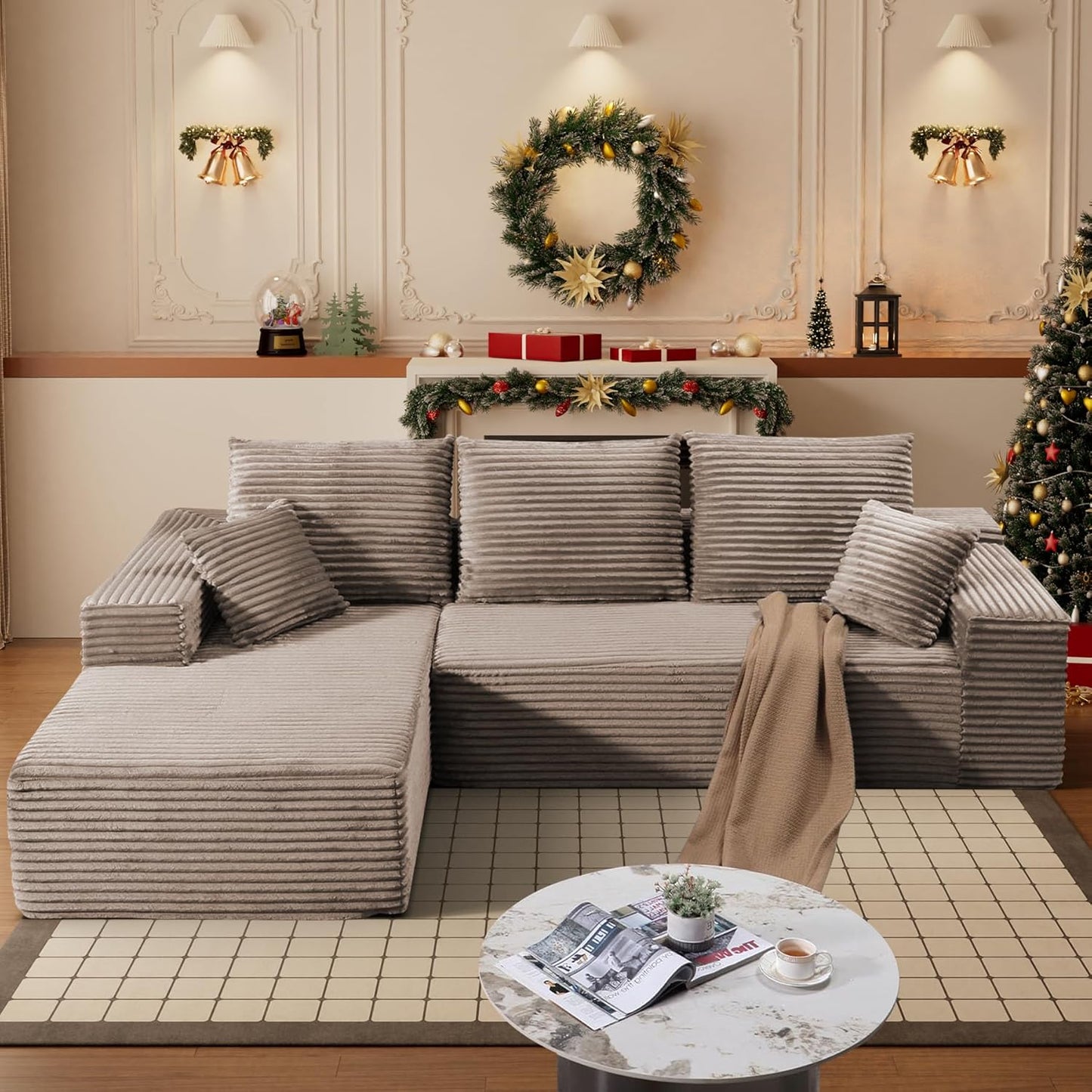 HYJT-H&K Modular Sectional Sofa Cloud Couch, 107" Comfy L Shaped Sectional Couches for Living Room